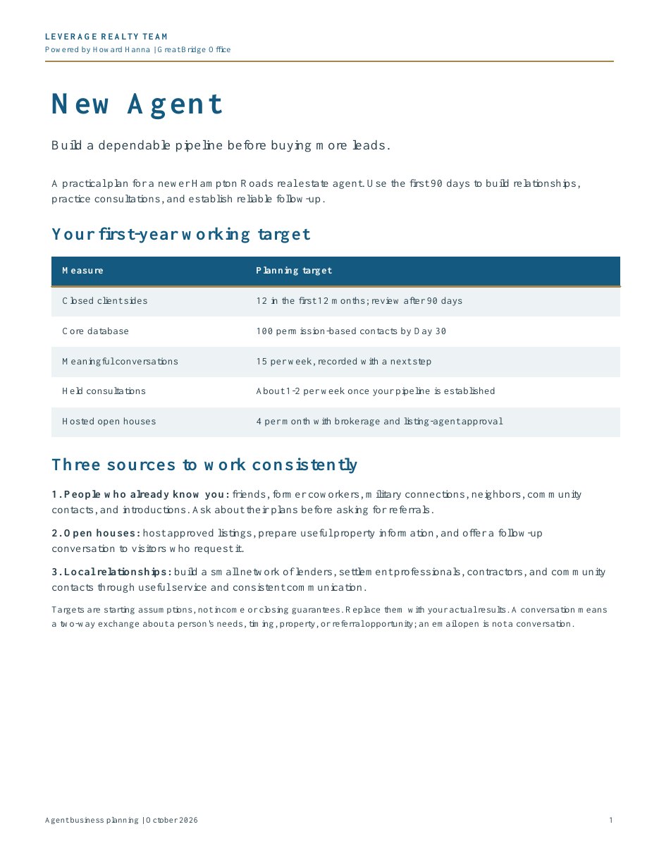 New Agent — Example Onboarding Package, page 1