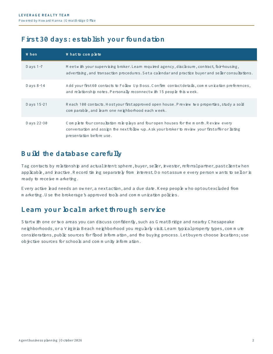 New Agent — Example Onboarding Package, page 2