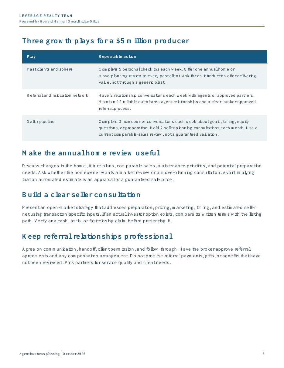 Producing Agent — Example Business Plan, page 3