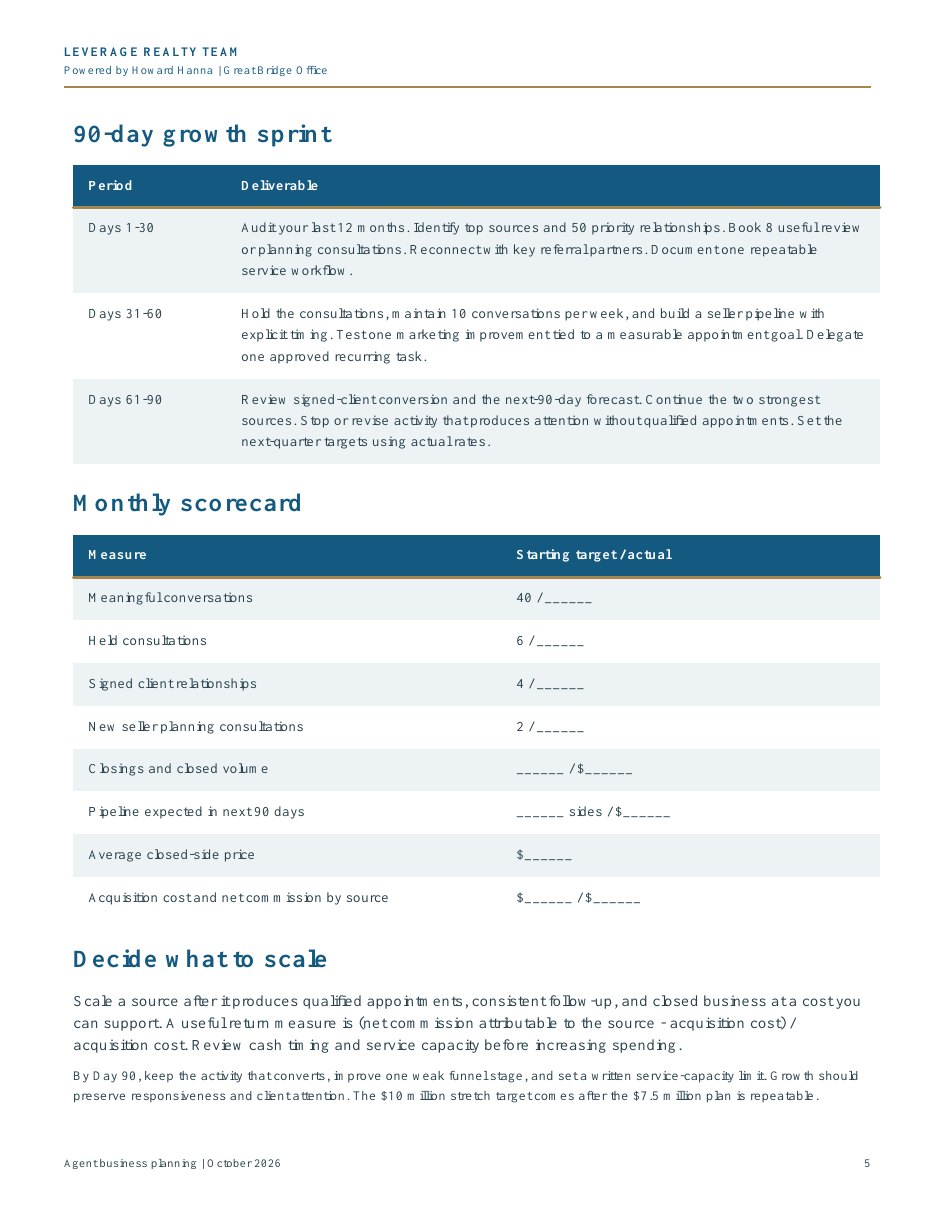 Producing Agent — Example Business Plan, page 5