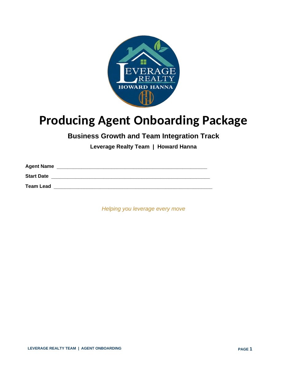 Producing Agent — Example Onboarding Package, page 1
